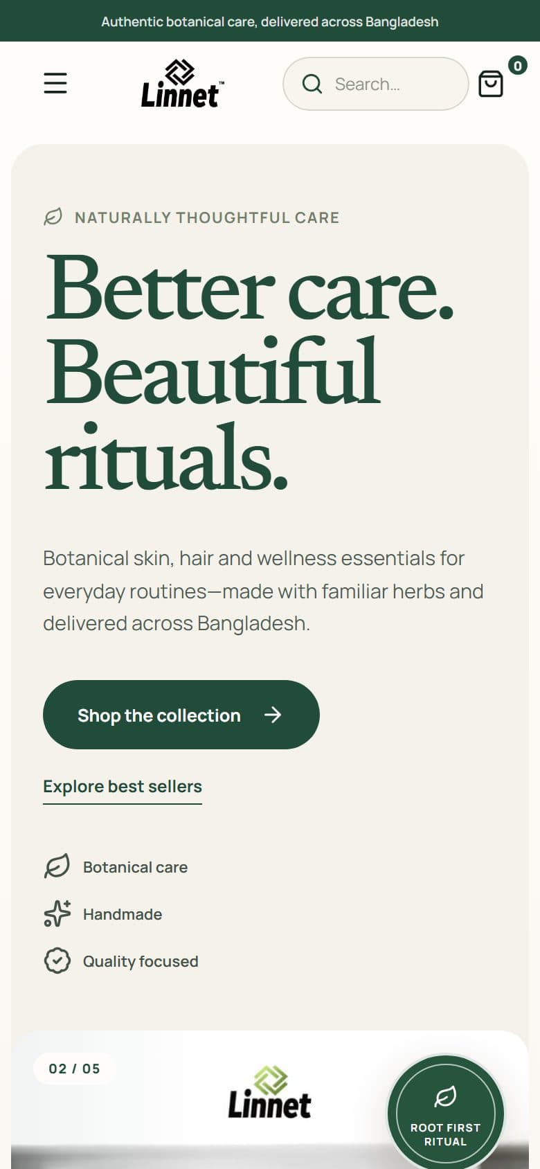 Linnet Natural — mobile view